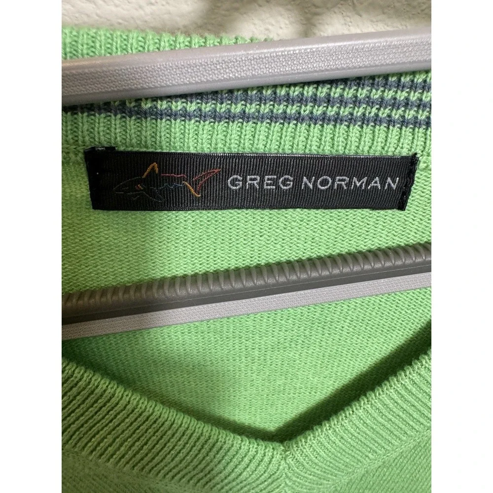 Greg Norman Med‎ Pull Over Golf Sweater Long Sleeve V Neck light green XL - Picture 5 of 11